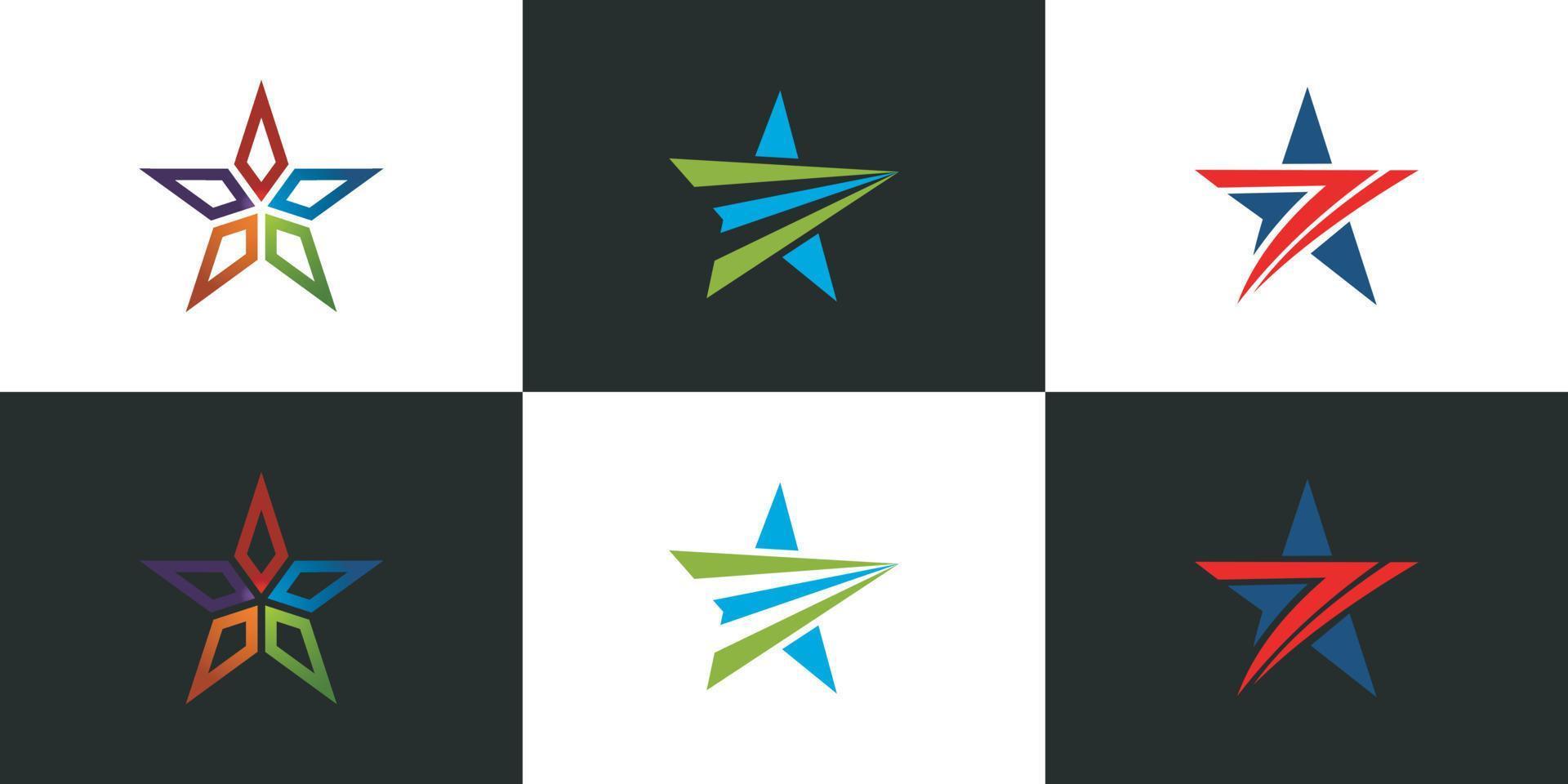 set of star logo vector line style
