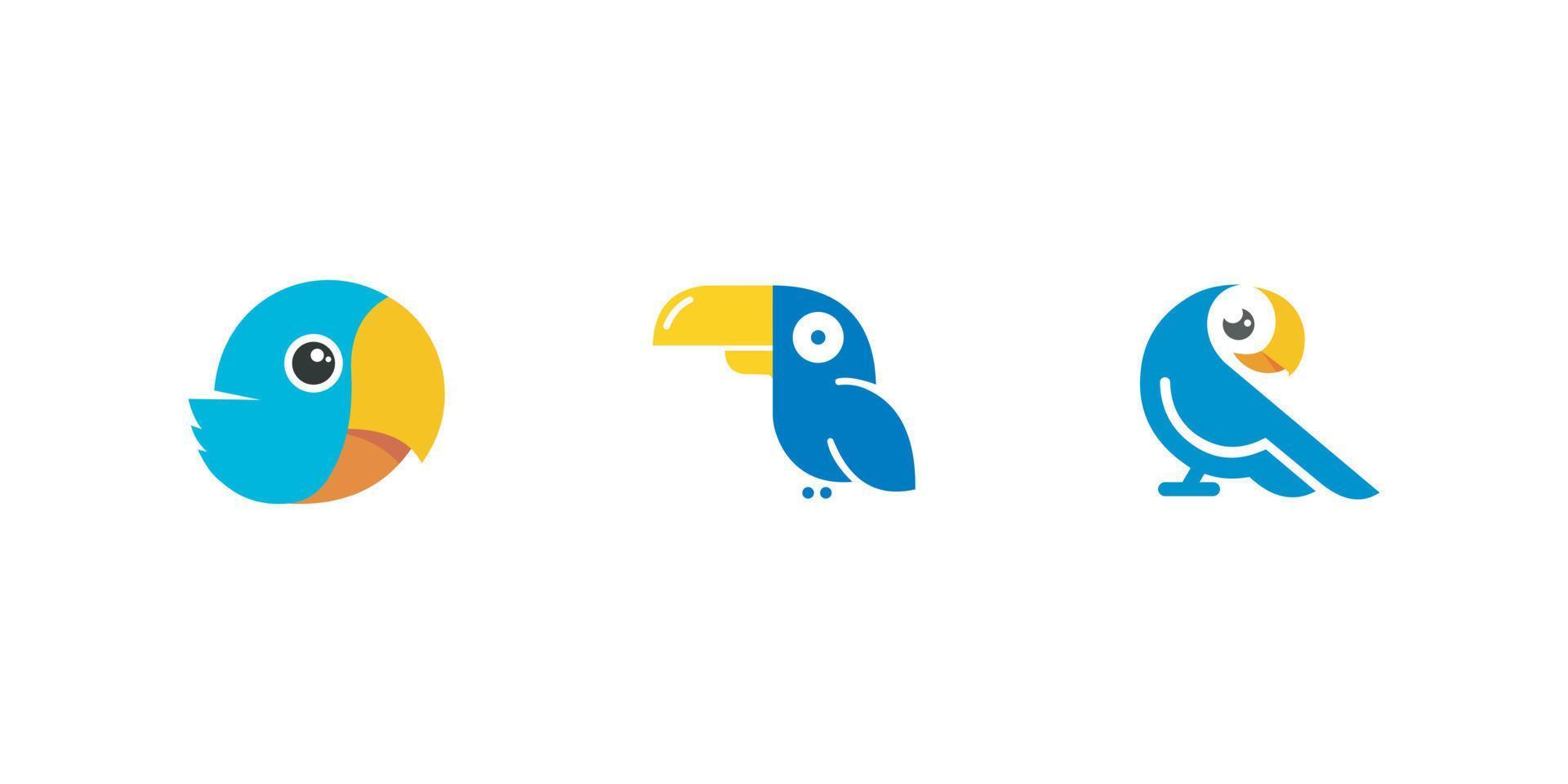 set of bird parrot logo vector design