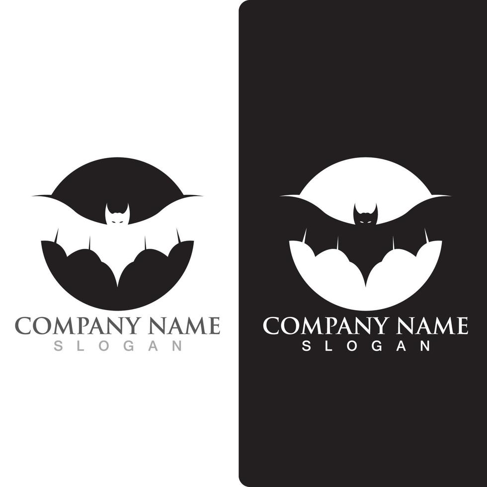 Silhouette bat animal logo, flying mammal animal. vector