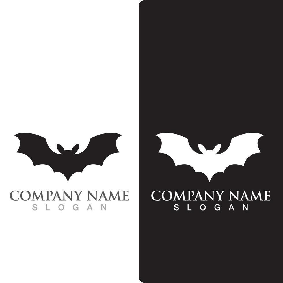 Silhouette bat animal logo, flying mammal animal. vector