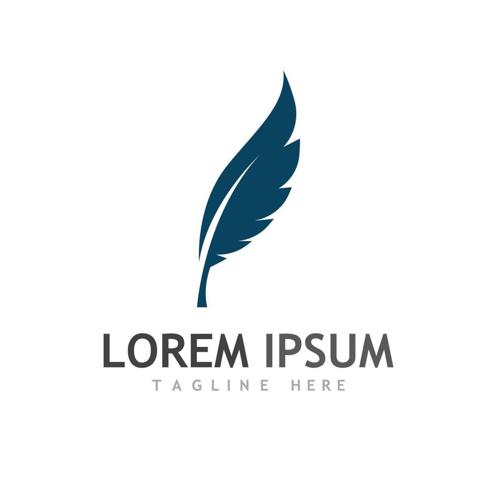 Feather logo, feather pen logo and law firm feather logo vector design.