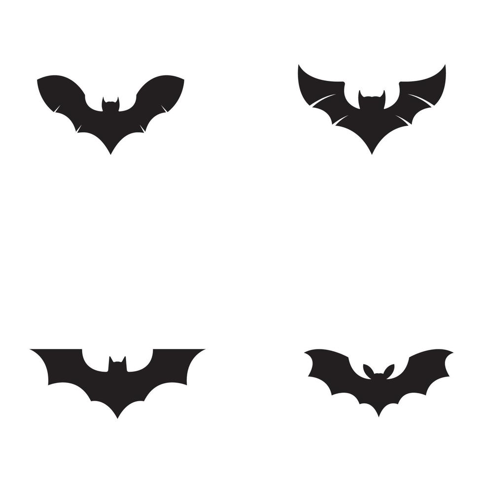 Silhouette logo of bat animal  simple flying mammal. vector