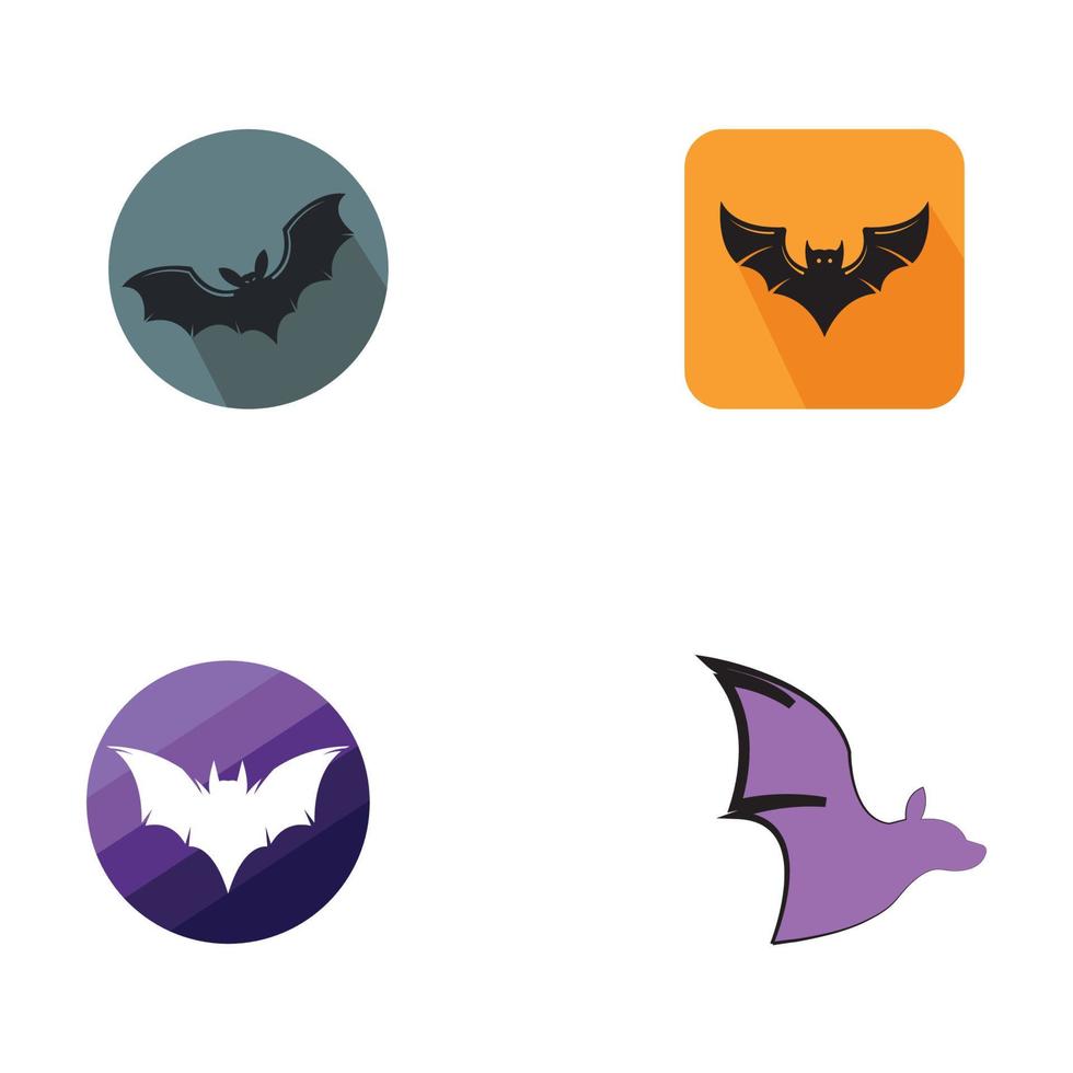 Silhouette logo of bat animal  simple flying mammal. vector