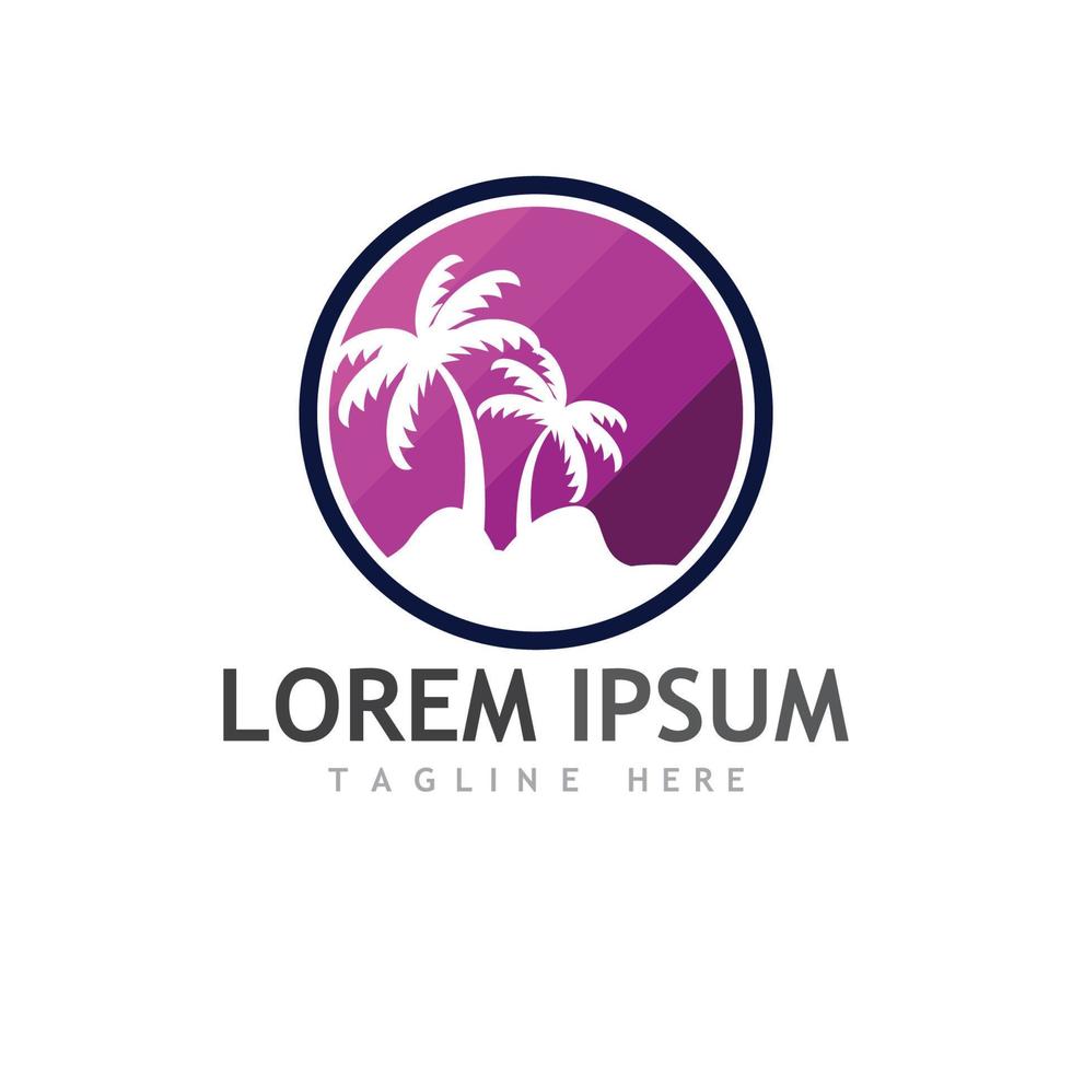 Palm tree summer logo template vector