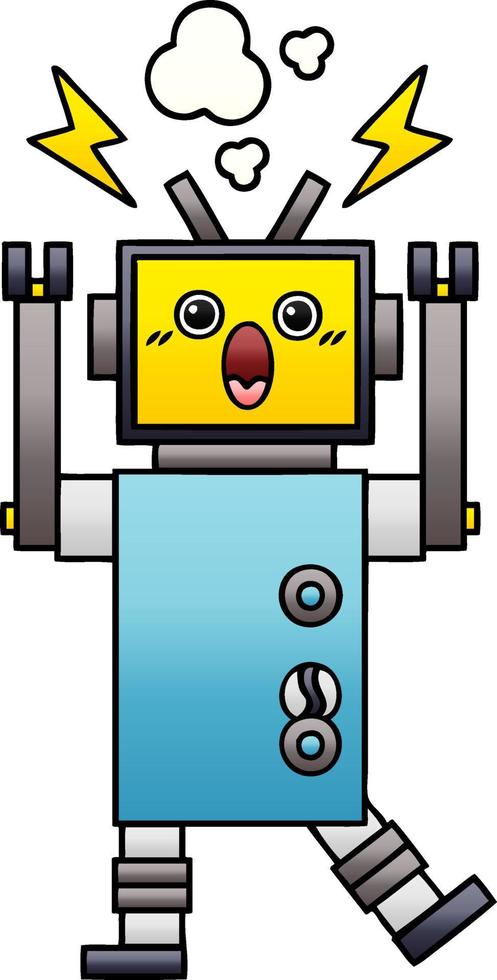 gradient shaded cartoon malfunctioning robot vector
