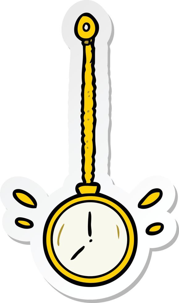 sticker of a cartoon gold watch vector