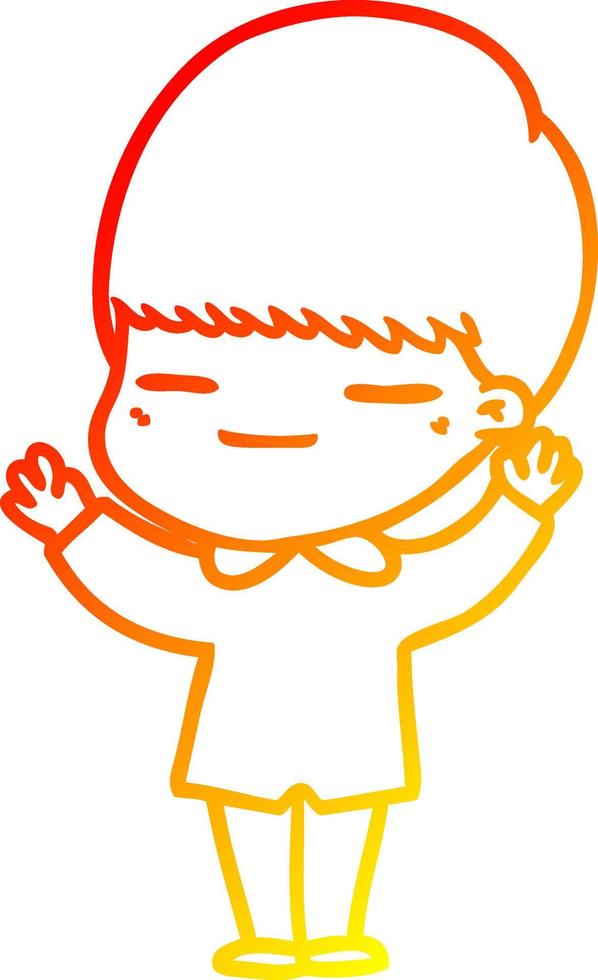 warm gradient line drawing cartoon smug boy vector