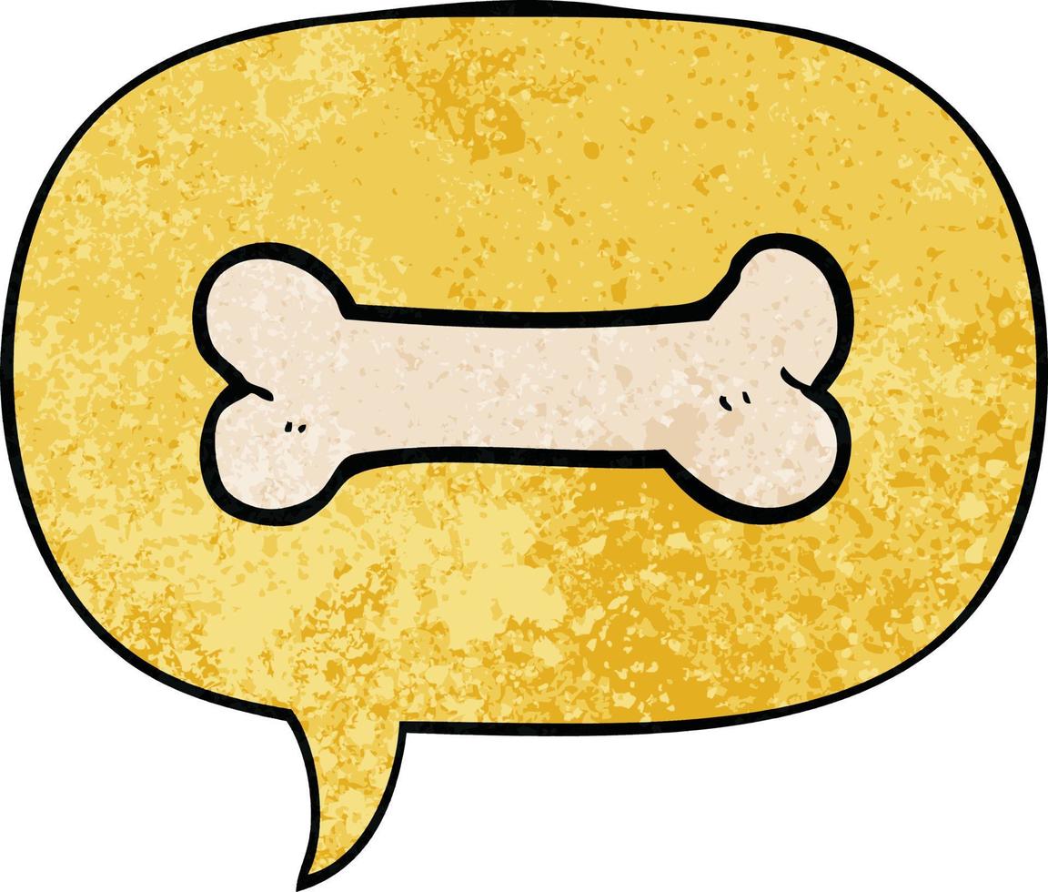 cartoon bone and speech bubble in retro texture style vector