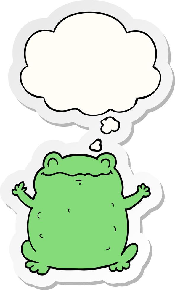 cartoon toad and thought bubble as a printed sticker vector
