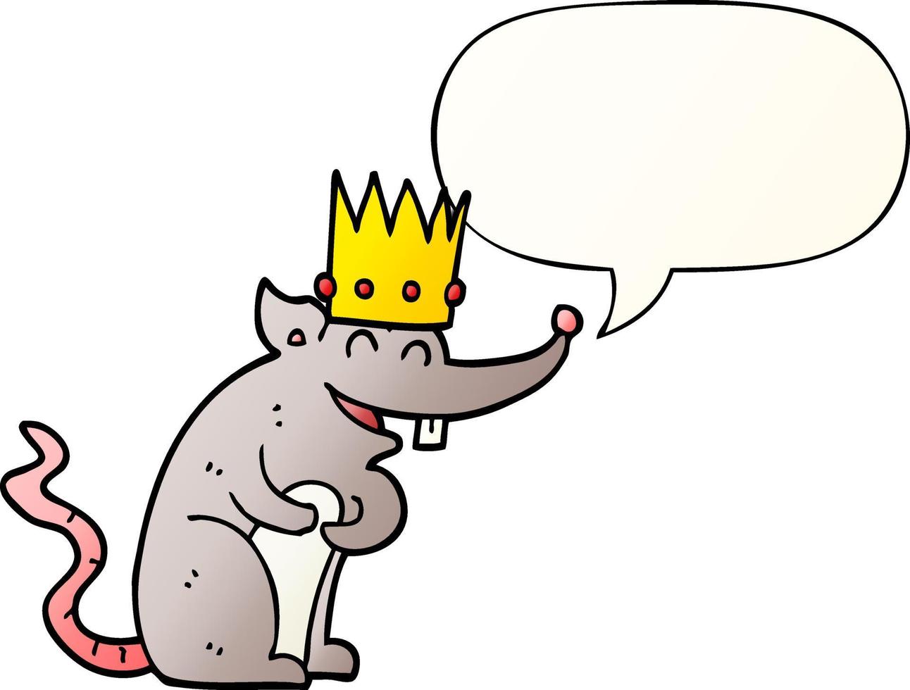 cartoon rat king laughing and speech bubble in smooth gradient style vector