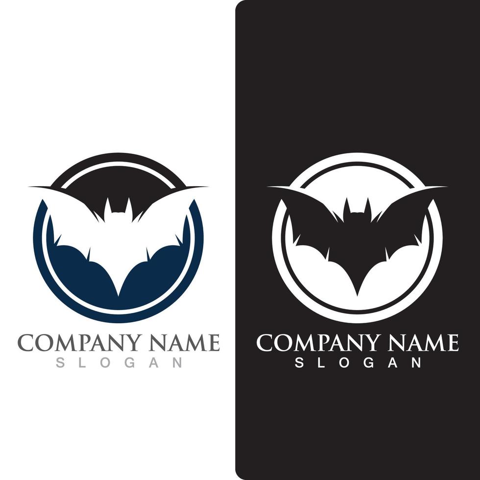 Silhouette bat animal logo, flying mammal animal. vector