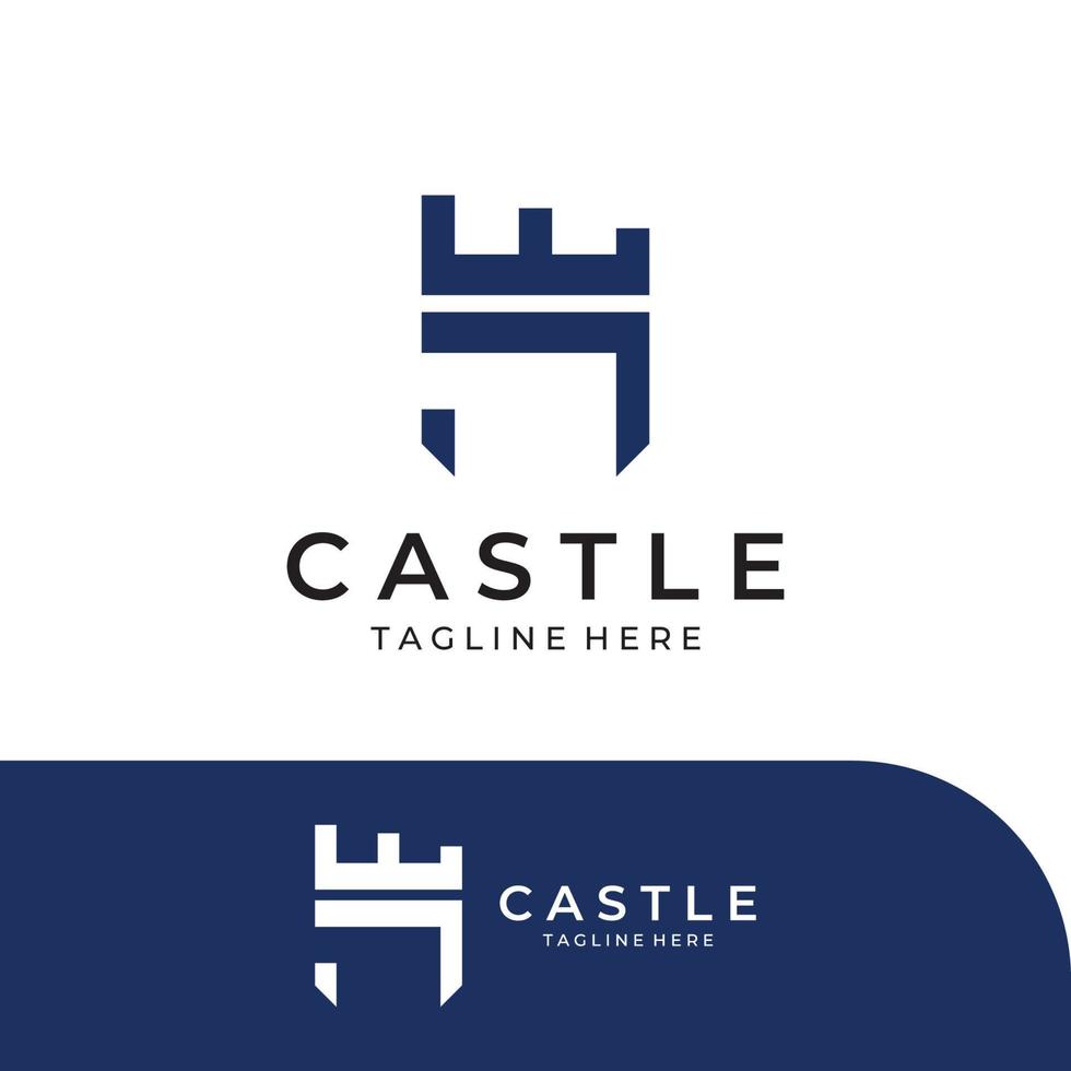 Castle logo silhouette, castle logo with shield combination design vector illustration template.