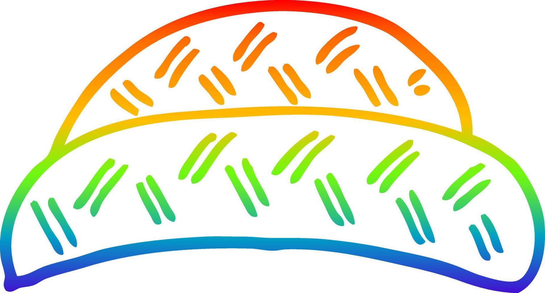 sombrero de dibujos animados de dibujo de línea de degradado de arco iris vector