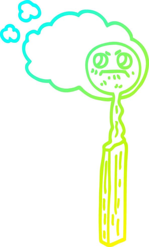 cold gradient line drawing cartoon burnt match vector