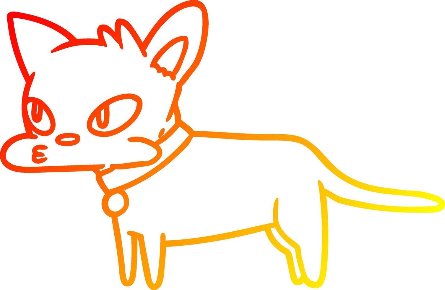 warm gradient line drawing cartoon cat vector