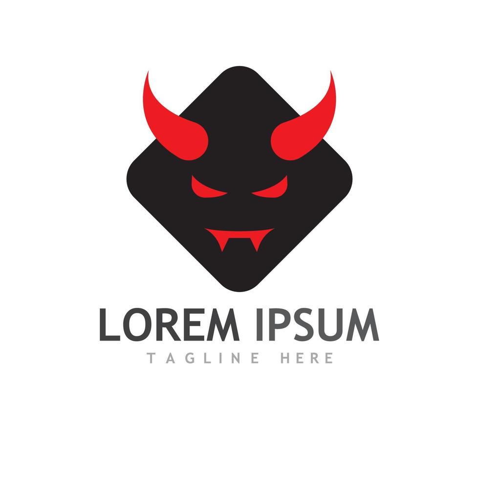 Devil logo with wings and horns using vector design concept.