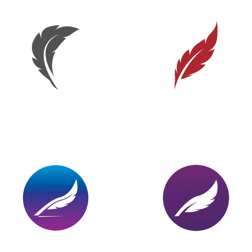 Feather logo, feather pen logo and law firm feather logo vector design.