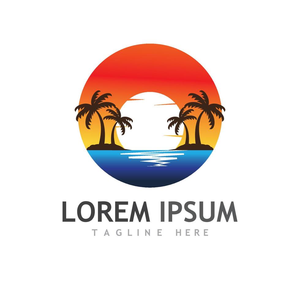 Palm tree summer logo template vector