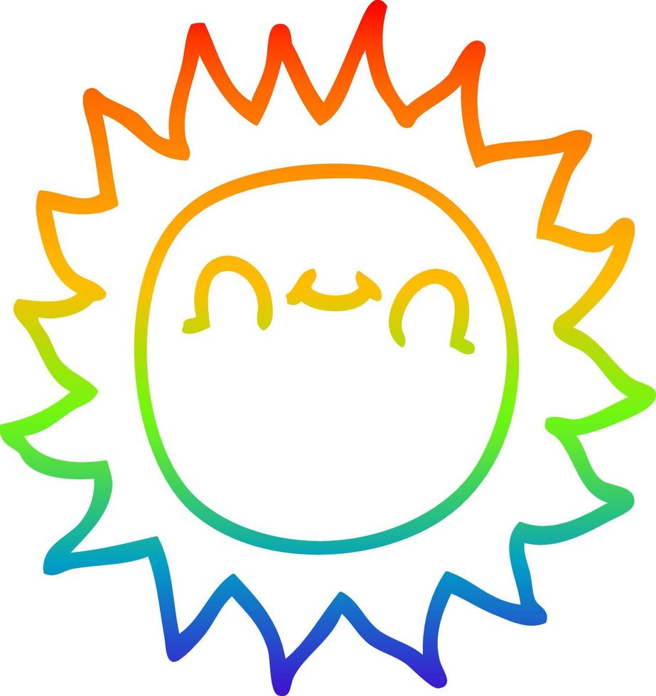 arco iris gradiente línea dibujo dibujos animados feliz sol vector