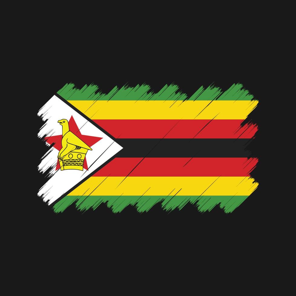 trazos de pincel de bandera de zimbabwe. bandera nacional vector