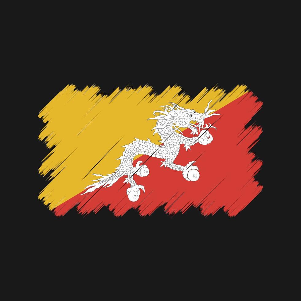 Bhutan Flag Brush Strokes. National Flag vector