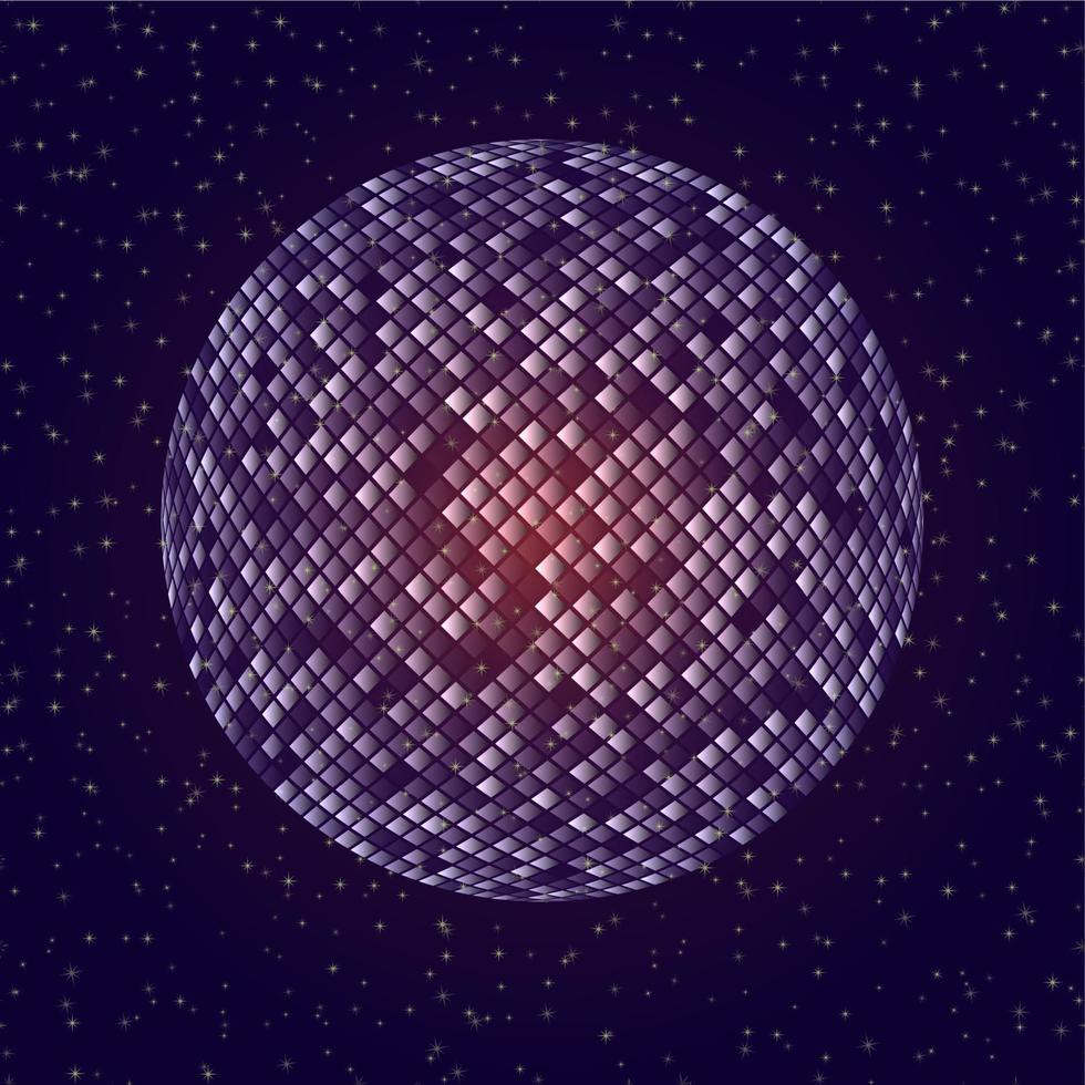 Disco party abstract sphere ball on seamless background Trendy style Transparent glow neon light effect Vector illustration