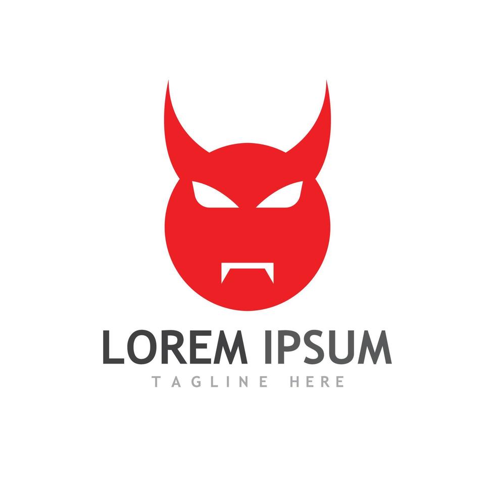 Devil logo with wings and horns using vector design concept.