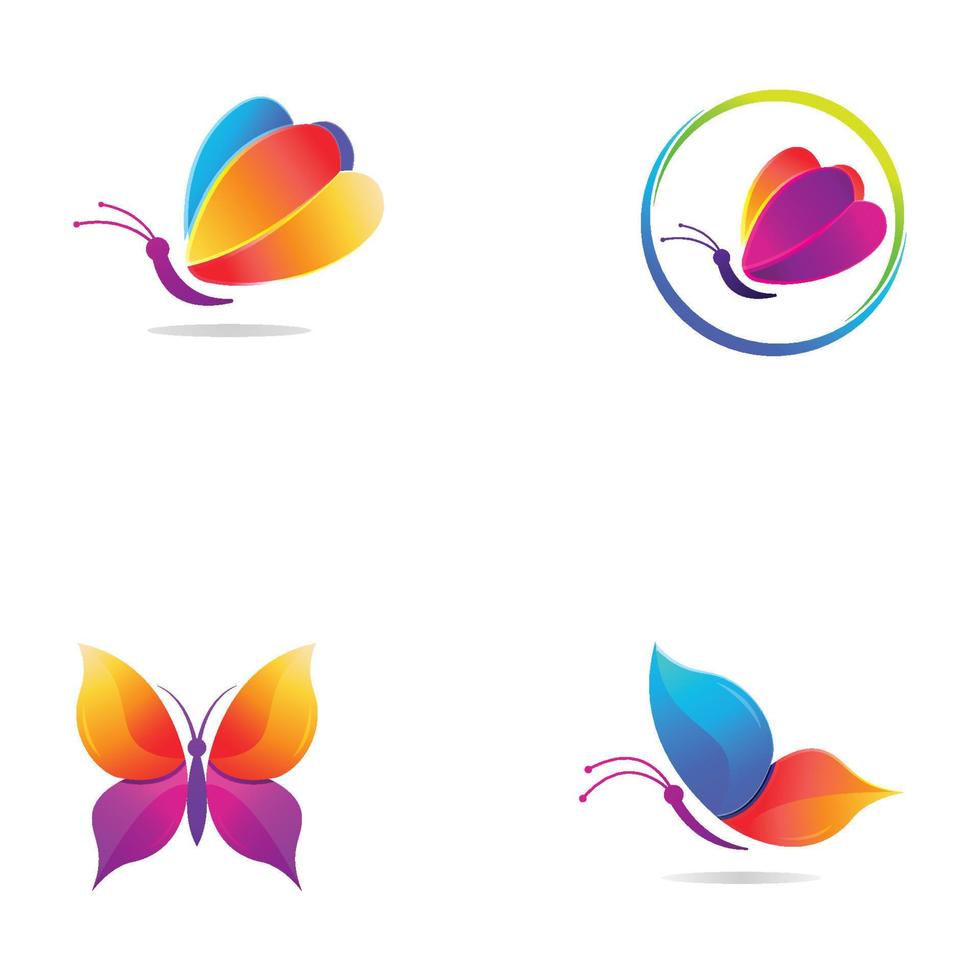 hermoso y colorido logo animal de mariposa con ilustración vectorial. vector