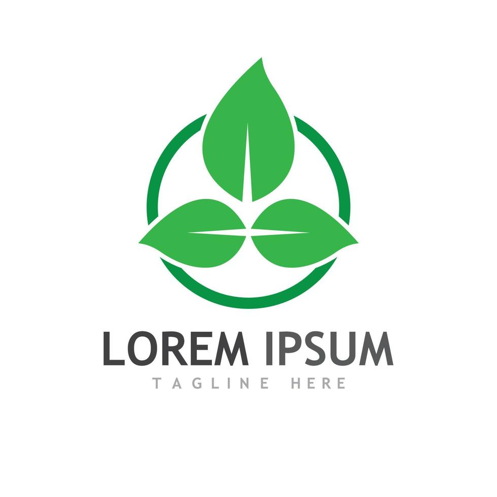 Green leaf logo. Vector design of gardens  plants and nature.