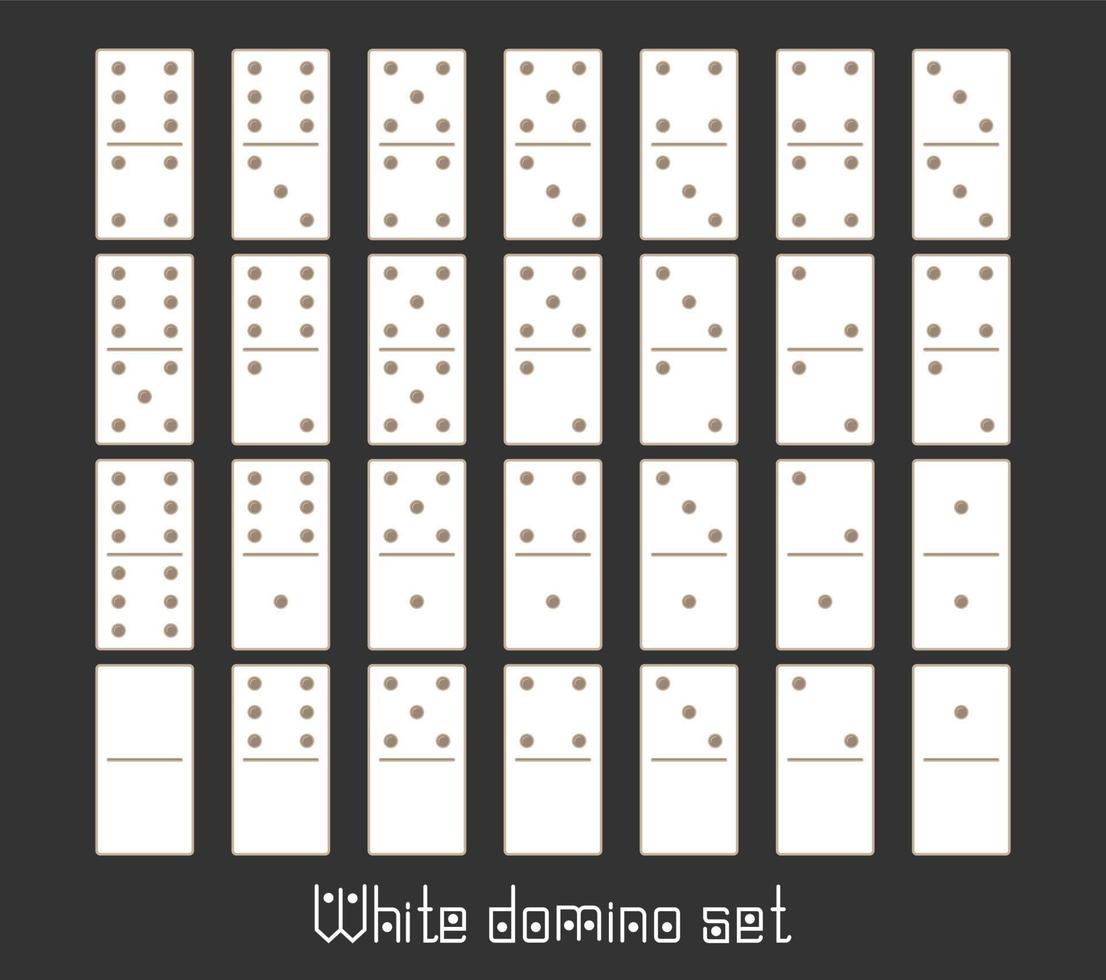 Realistic Dominoes full set 28 flat pieces for game . White collection. Abstract concept graphic element, domino effect gaming icons set vector