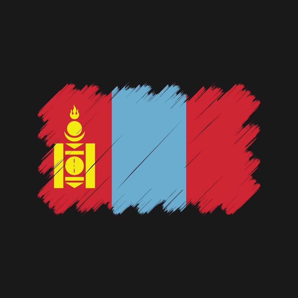 trazos de pincel de bandera de mongolia. bandera nacional vector