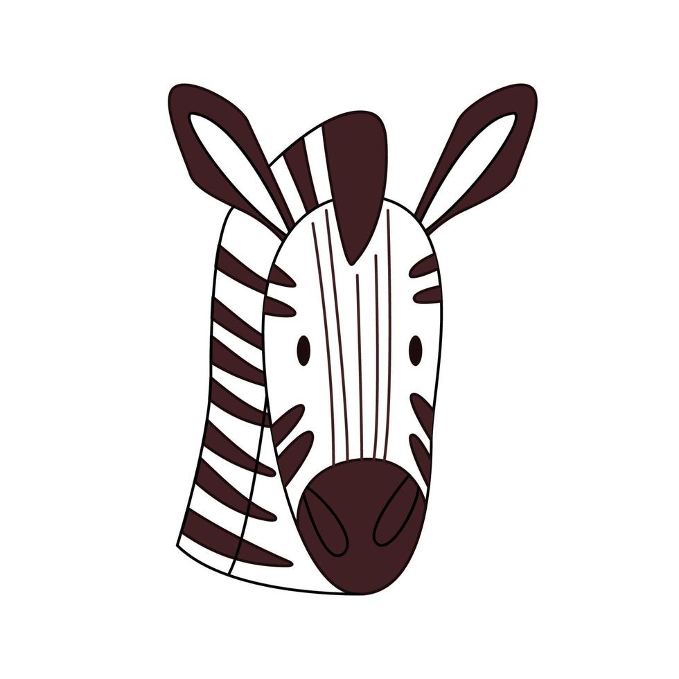 Cartoon zebra head isolated. Colored vector illustration of a zebra head  with a stroke on a white background. Cute animal illustration. 9944108  Vector Art at Vecteezy