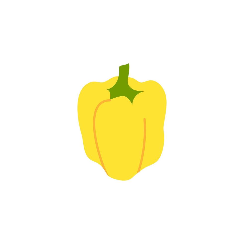 Cartoon bulgarian yellow pepper isolated. Vector stock illustration of sweet pepper. Vegetarian food product on a white background.