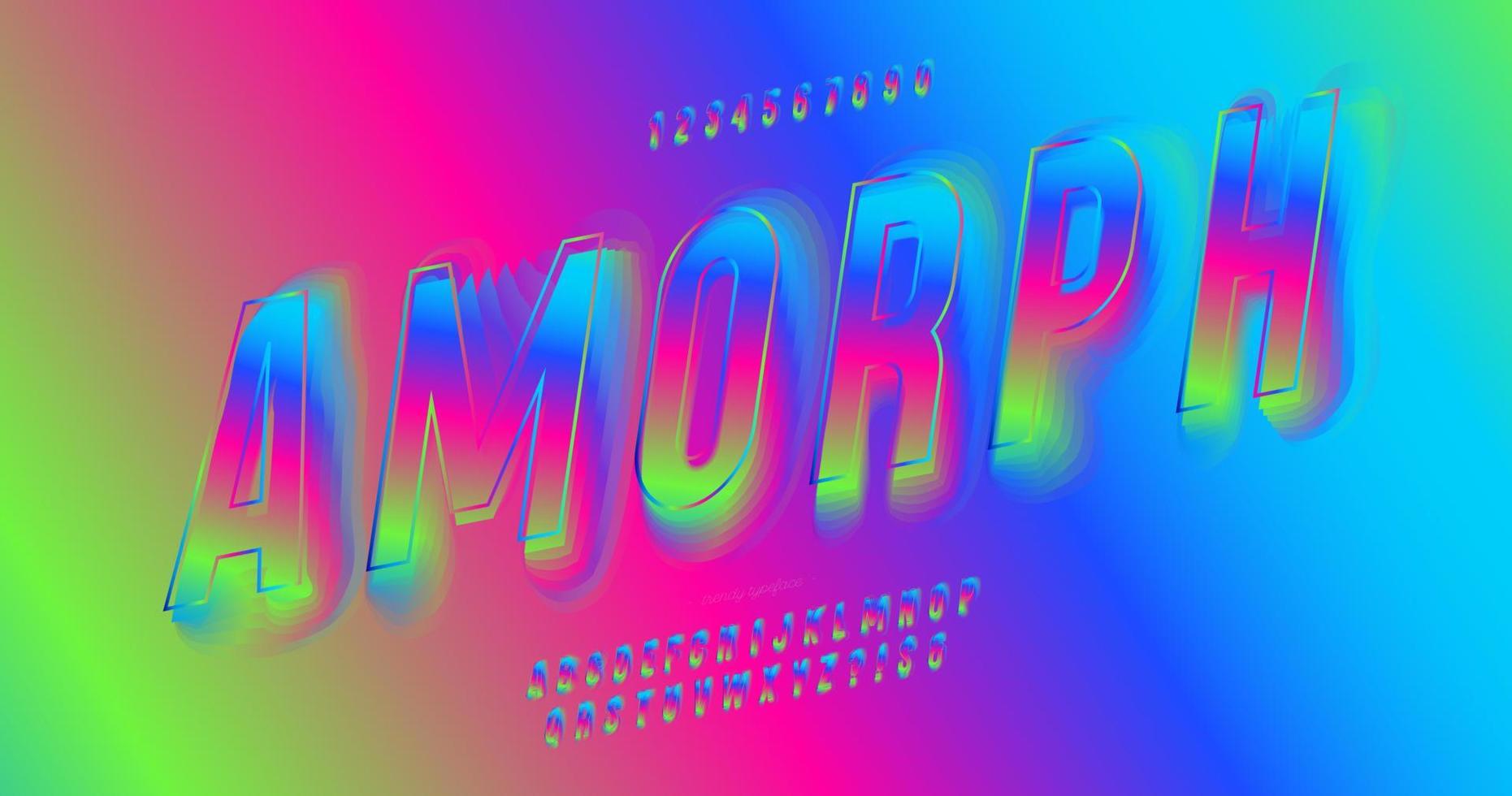 Vector amorph 3d font colorful modern typography style