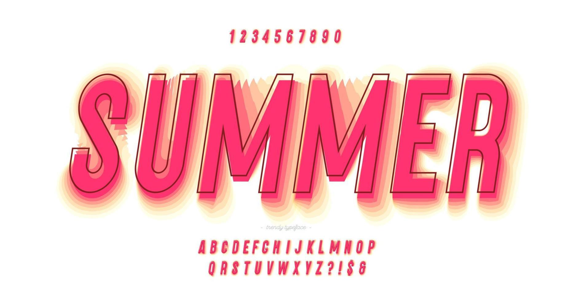 Summer font 3D bold style modern typography vector