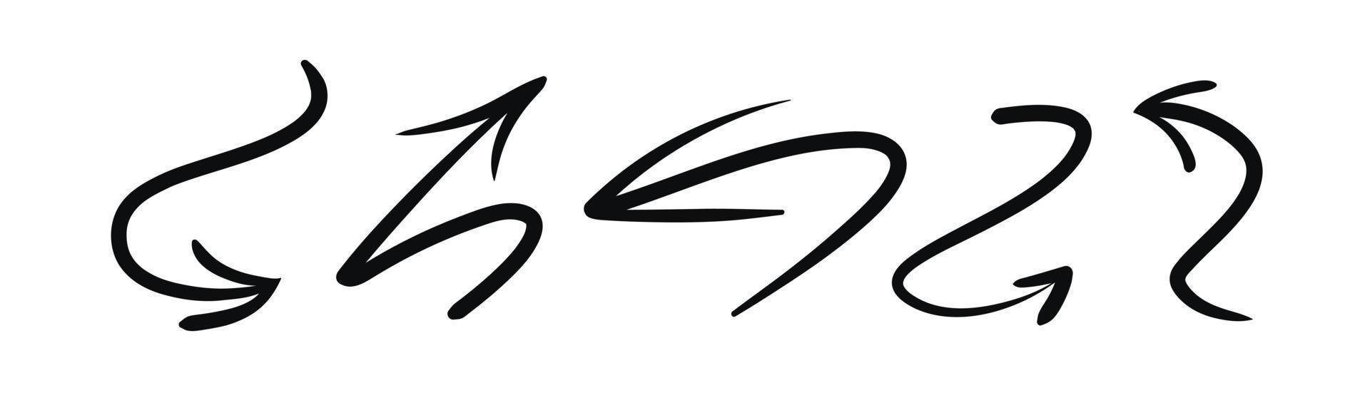 Vector hand draw arrow set dynamic style