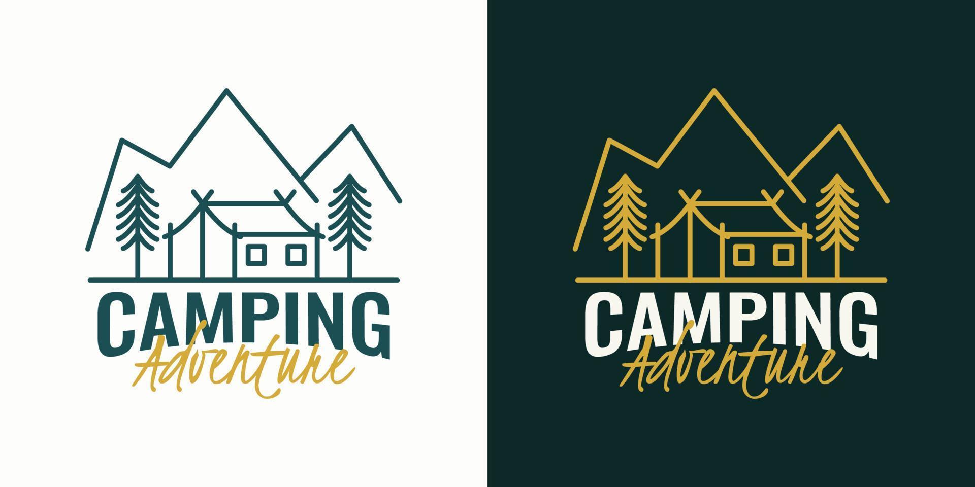 diseño de plantilla de ilustración de logotipo de aventura de camping vector