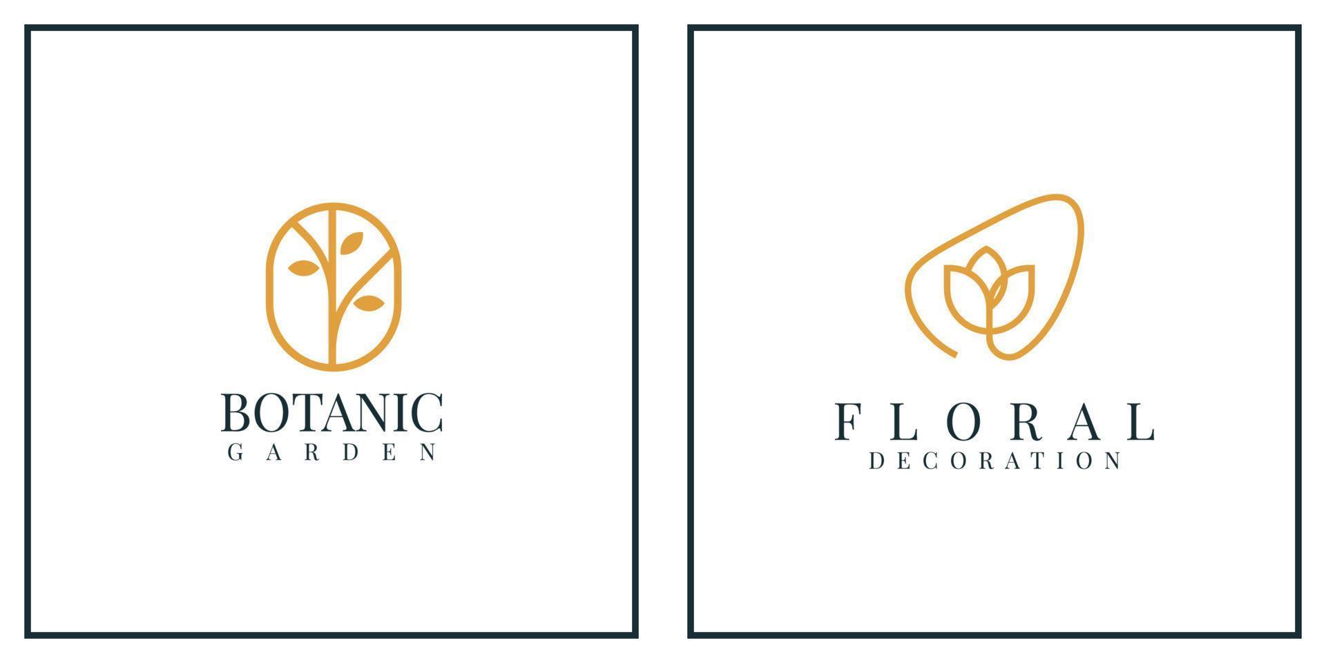 Botanic garden logo and floral flowers decoration vector