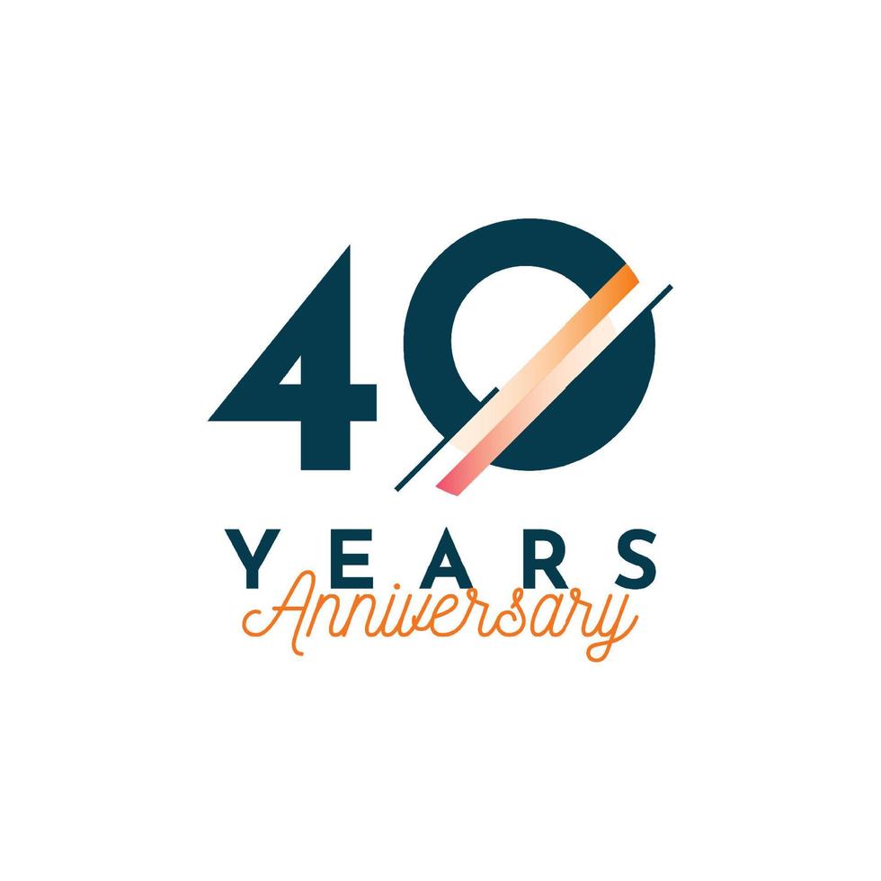 Diseño de plantilla de celebración de aniversario de 40 años. vector