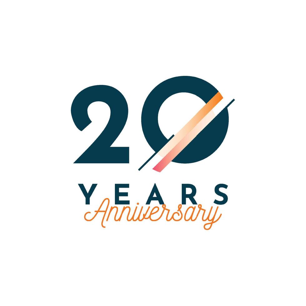 Diseño de plantilla de celebración de aniversario de 20 años. vector