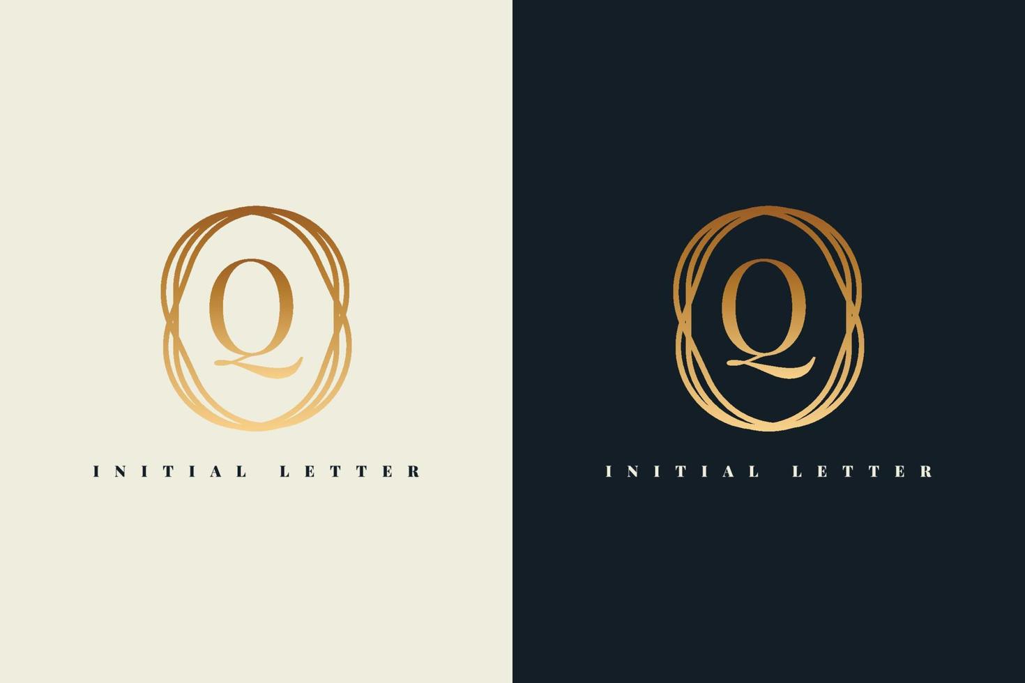 Letter Q logo with golden frame vector