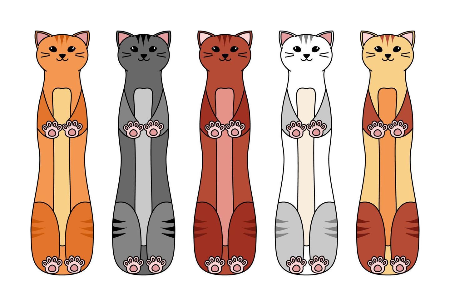 Vector cartoon cat bookmarks collection. Cute pet bookmarks set in flat style