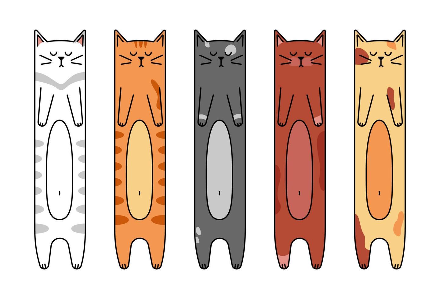 colección de marcadores de gatos de dibujos animados vectoriales. lindos marcadores de mascotas en estilo plano vector