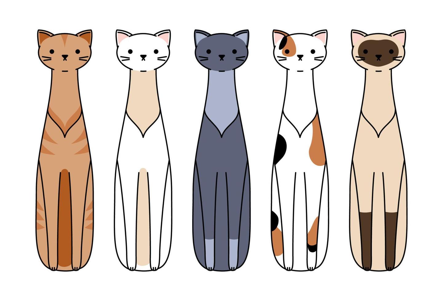 Vector cartoon cat bookmarks collection. Cute pet bookmarks set in flat style
