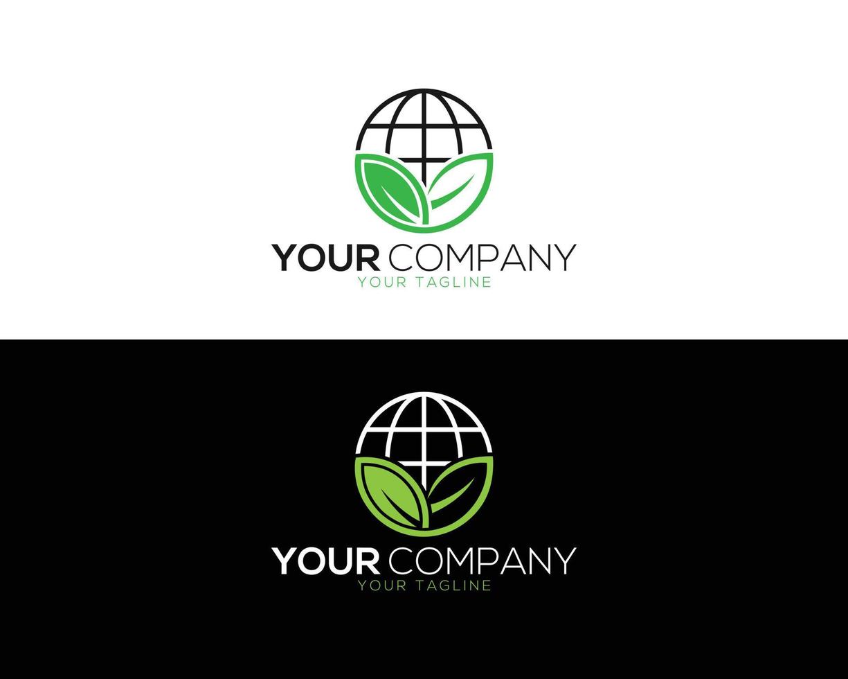 Creative Leaf Globe World And Eco Earth Logo Icon Design Vector Template.