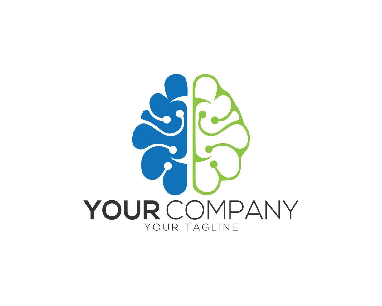 Human Mind and Brain Technology Logo Design Vector illustration.