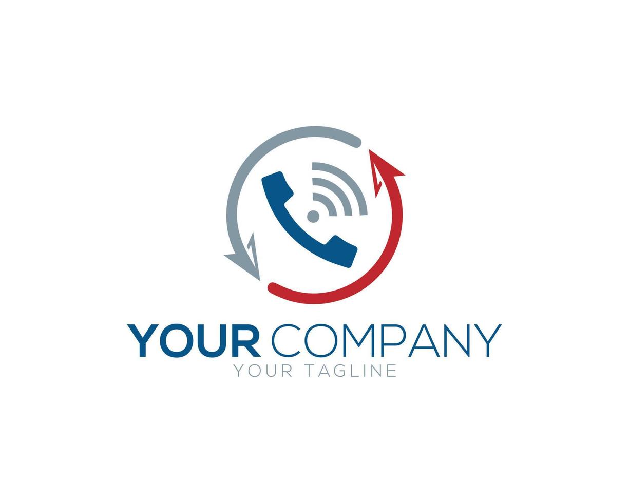 Call Service With Arrow Logo Design WIFI Vector Symbol Template Illustration.