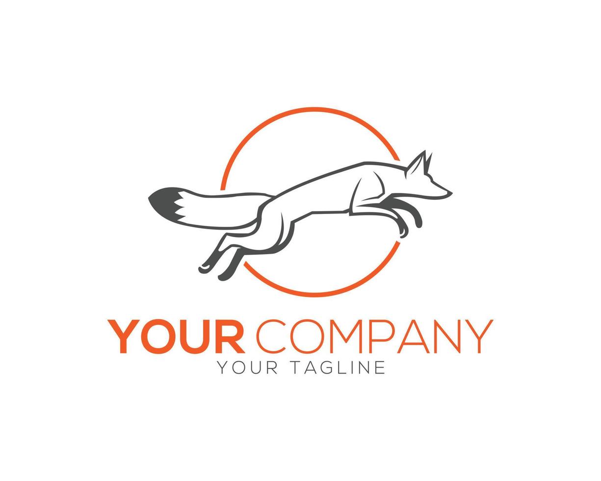 Fox Line Art Logo Design And Jumping Fox Template Royalty Vector Image Icon