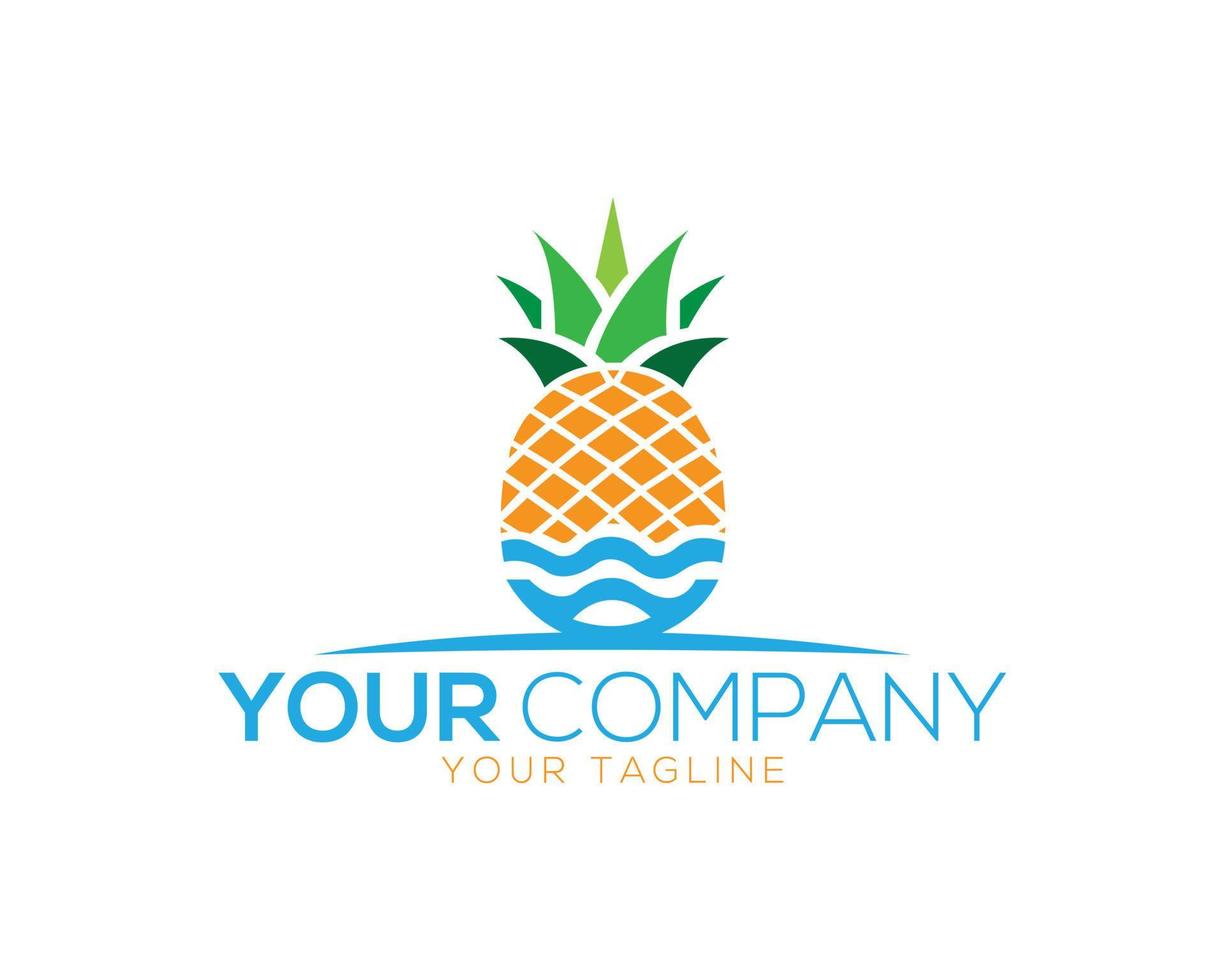 Creative Fruit Pineapple Juicy And Pools Logo Icon Design Vector Template.