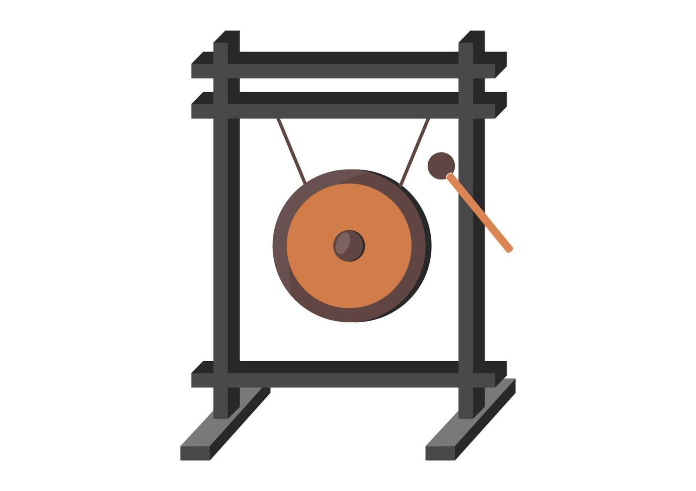 Metal gong vector design. Asian music instrument gong flat style vector illustration isolated on white background